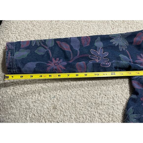 VTG Appleseed's Womens Size PM Petite Medium Floral Button Up Denim Jean Jacket - Picture 3 of 8